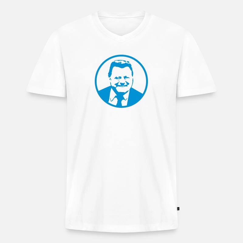 FJS - logo.black - Männer Premium Bio T-Shirt mit V-Ausschnitt - Weiß