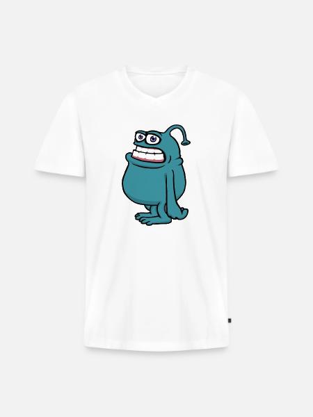 Mampfredo - Männer Premium Bio T-Shirt mit V-Ausschnitt - Weiß