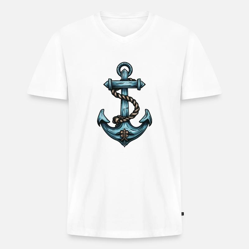 Anker Hafen - Männer Premium Bio T-Shirt mit V-Ausschnitt - undefined