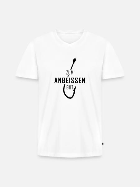 zum anbeissen - Männer Premium Bio T-Shirt mit V-Ausschnitt - Weiß