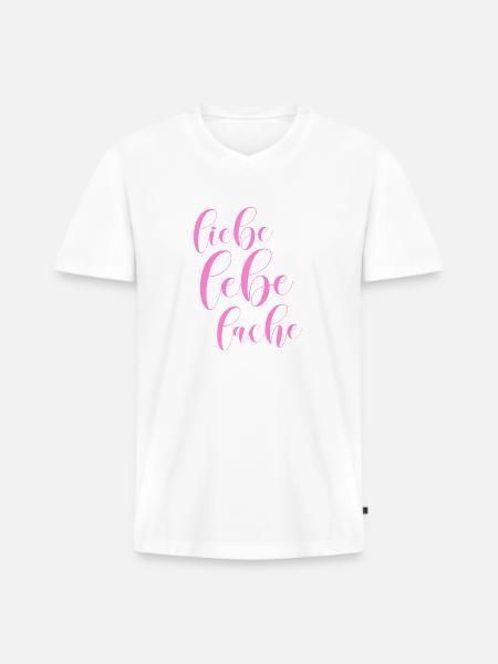 Liebe lebe lache - Männer Premium Bio T-Shirt mit V-Ausschnitt - Weiß