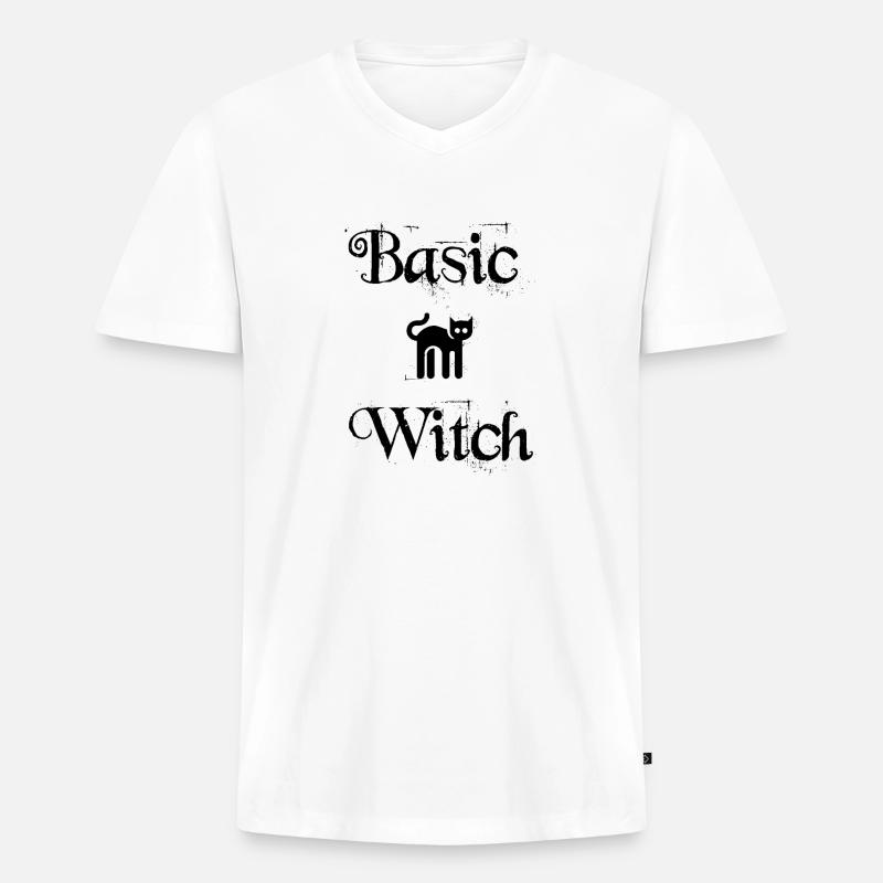 Basic Witch - Männer Premium Bio T-Shirt mit V-Ausschnitt - Weiß
