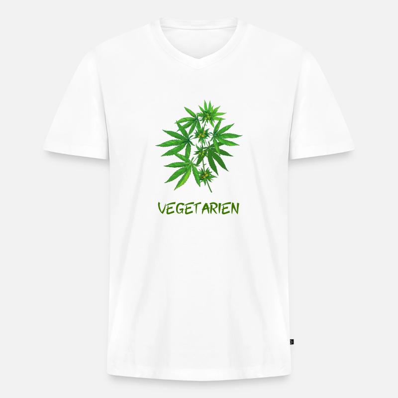 vegetarisches Cannabis - Männer Premium Bio T-Shirt mit V-Ausschnitt - Weiß