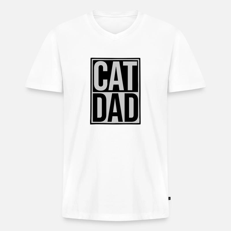 Schild Cat Dad Logo - Männer Premium Bio T-Shirt mit V-Ausschnitt - Weiß