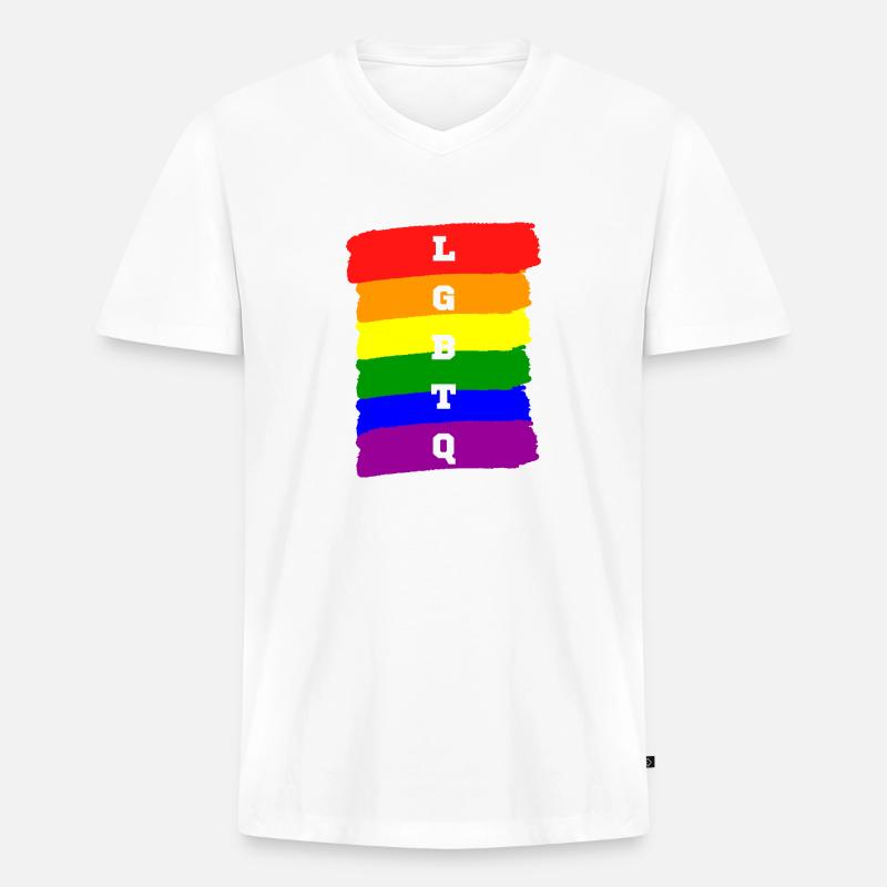 LGBTQ - Männer Premium Bio T-Shirt mit V-Ausschnitt - Weiß