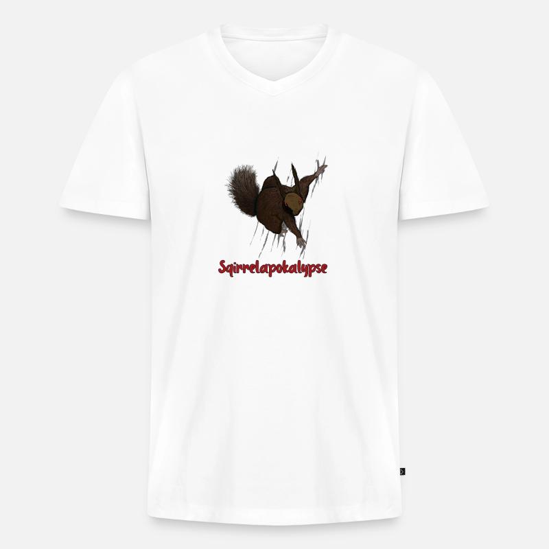 Squirrelapokalypse - Männer Premium Bio T-Shirt mit V-Ausschnitt - Weiß
