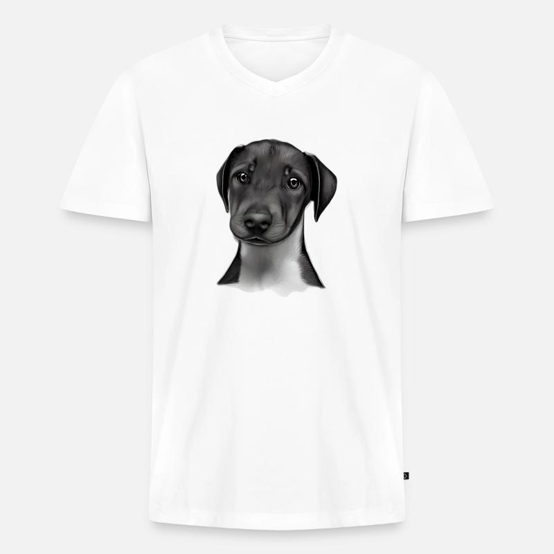 Dobermann Dobermannwelpe Hund Dobermanntrainer - Männer Premium Bio T-Shirt mit V-Ausschnitt - Weiß