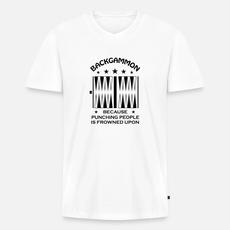 boardgame chess backgammon game night - Männer Premium Bio T-Shirt mit V-Ausschnitt - Weiß
