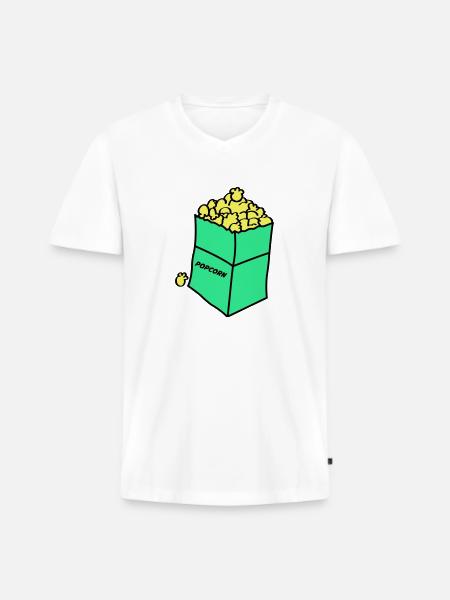 Popcorn 02 - Men's Premium Organic T-shirt with V-neck - white