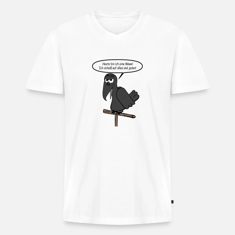 Heute bin ich eine Möwe - Männer Premium Bio T-Shirt mit V-Ausschnitt - Weiß