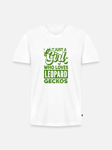 Gecko - Amphibie Tier - Männer Premium Bio T-Shirt mit V-Ausschnitt - Weiß