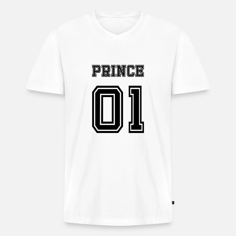 PRINCE 01 - Männer Premium Bio T-Shirt mit V-Ausschnitt - Weiß