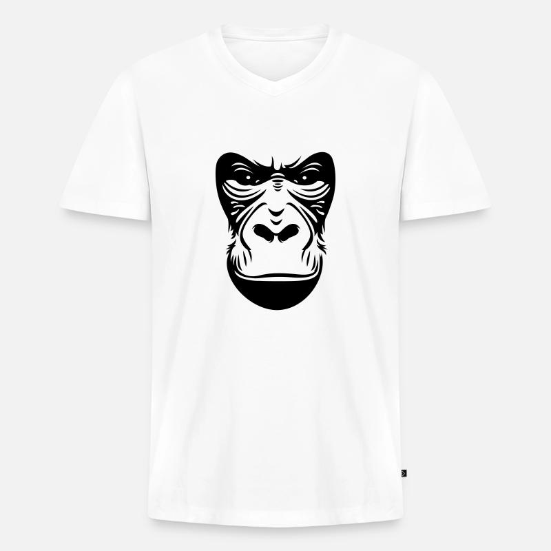 Gorilla - Männer Premium Bio T-Shirt mit V-Ausschnitt - Weiß