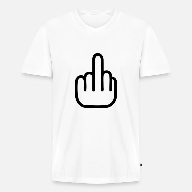middle finger ★ Mittelfinger - Männer Premium Bio T-Shirt mit V-Ausschnitt - Weiß