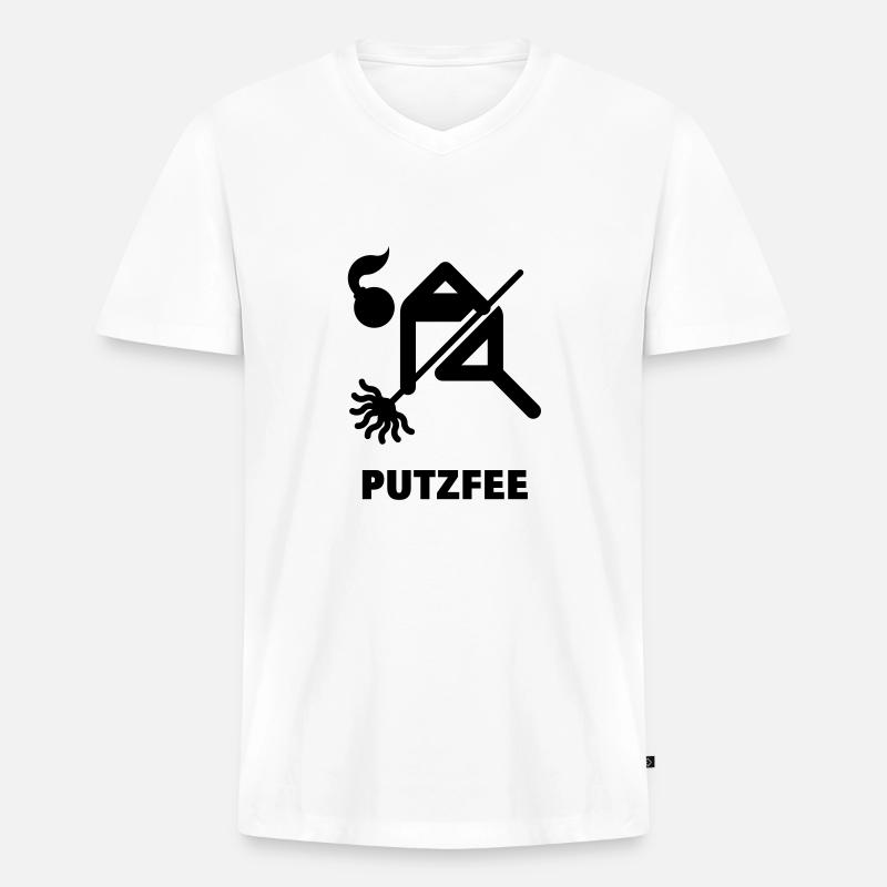 Putzfee / Putzfrau - Männer Premium Bio T-Shirt mit V-Ausschnitt - Weiß