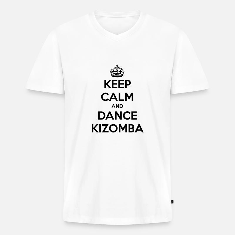Keep calm and dance Kizomba - Männer Premium Bio T-Shirt mit V-Ausschnitt - Weiß