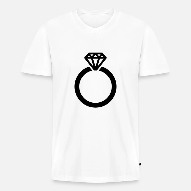 Ring - Männer Premium Bio T-Shirt mit V-Ausschnitt - Weiß