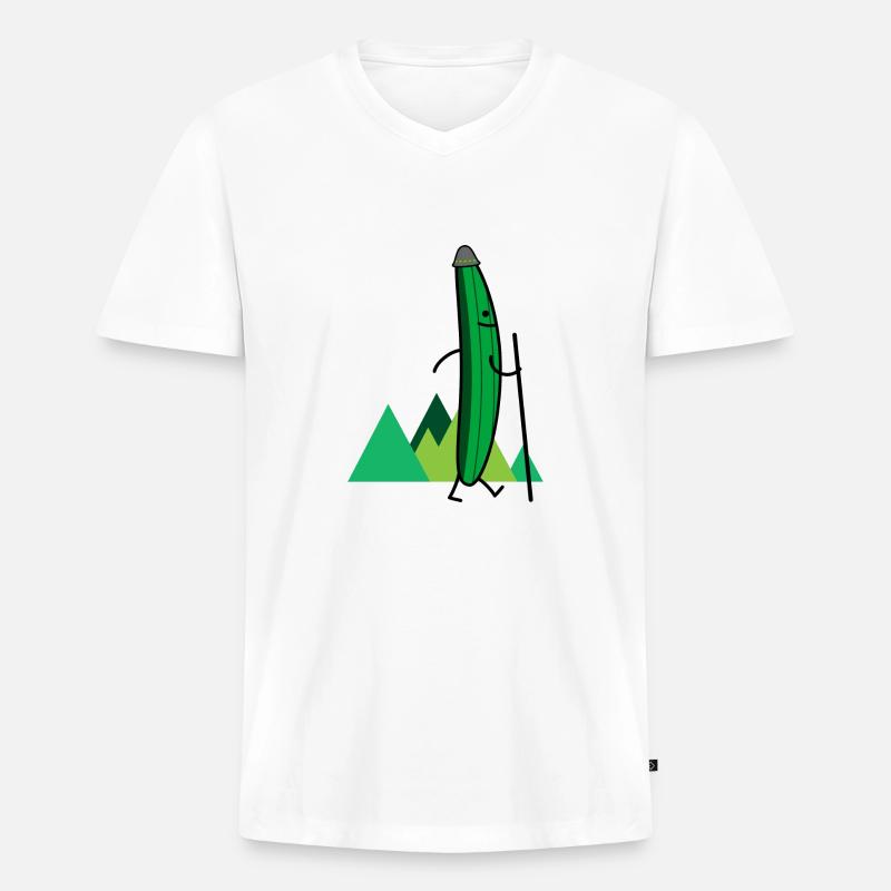 Wandernde Gurke (b) - Männer Premium Bio T-Shirt mit V-Ausschnitt - Weiß