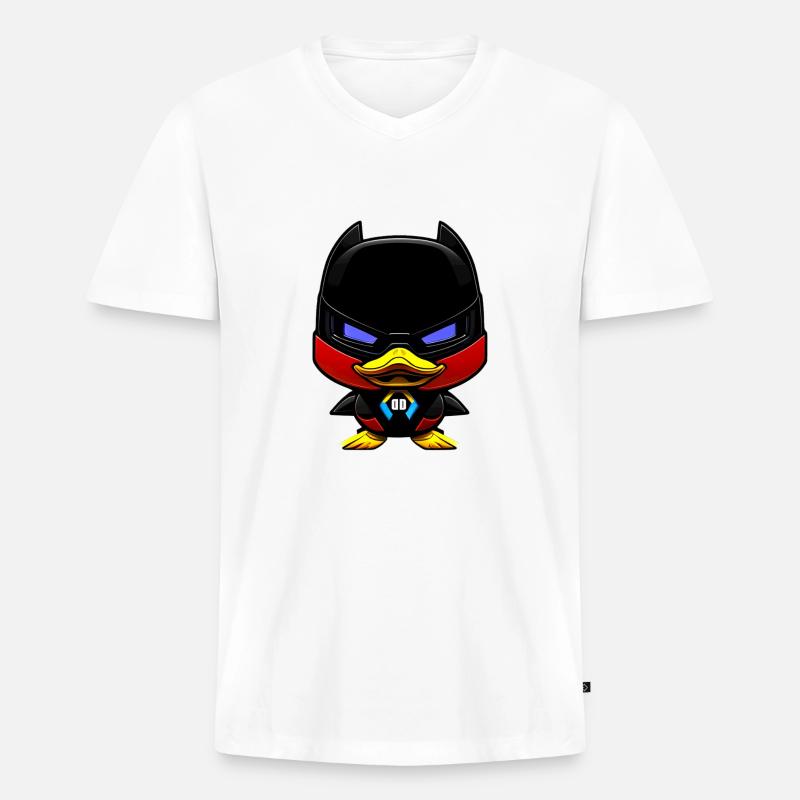 Dynamic Duck - Männer Premium Bio T-Shirt mit V-Ausschnitt - Weiß