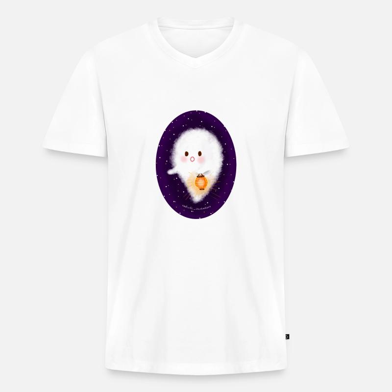 Geist mit Laterne - Männer Premium Bio T-Shirt mit V-Ausschnitt - Weiß