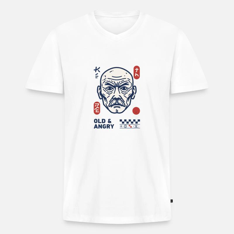 Alt & Wütend - Männer Premium Bio T-Shirt mit V-Ausschnitt - Weiß