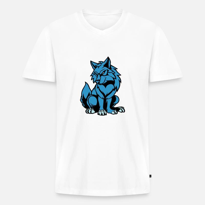 wolf comic tier - Männer Premium Bio T-Shirt mit V-Ausschnitt - Weiß