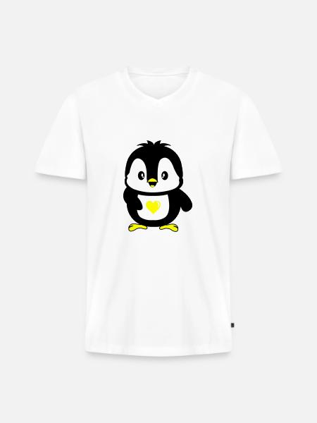 Pingouin mignon - T-shirt encolure en V Premium bio Homme - blanc