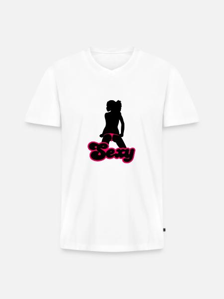 Sexy - Männer Premium Bio T-Shirt mit V-Ausschnitt - Weiß
