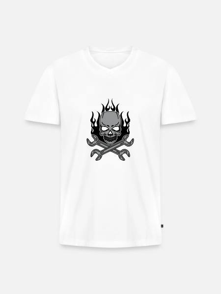 Tuning Skull - Männer Premium Bio T-Shirt mit V-Ausschnitt - Weiß