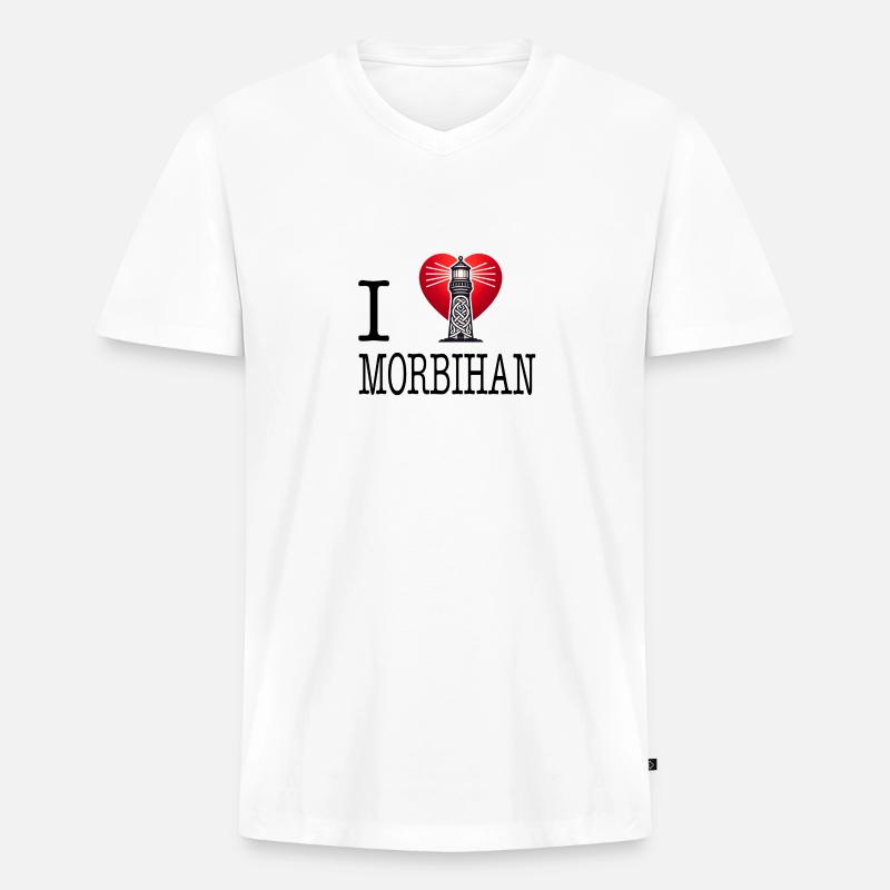 Ich liebe Morbihan - Männer Premium Bio T-Shirt mit V-Ausschnitt - Weiß