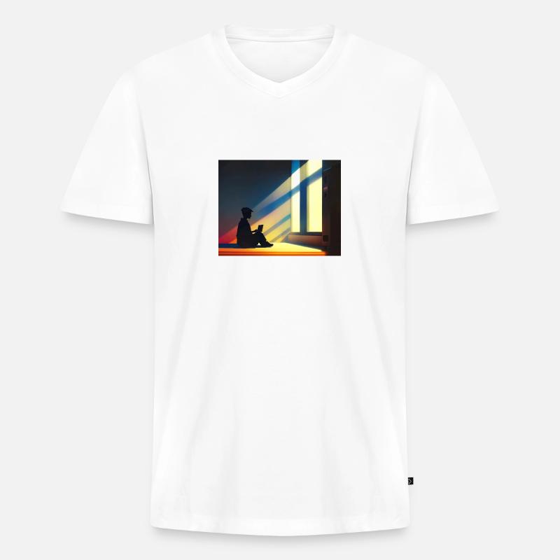 Lofi - Dude - Männer Premium Bio T-Shirt mit V-Ausschnitt - Weiß