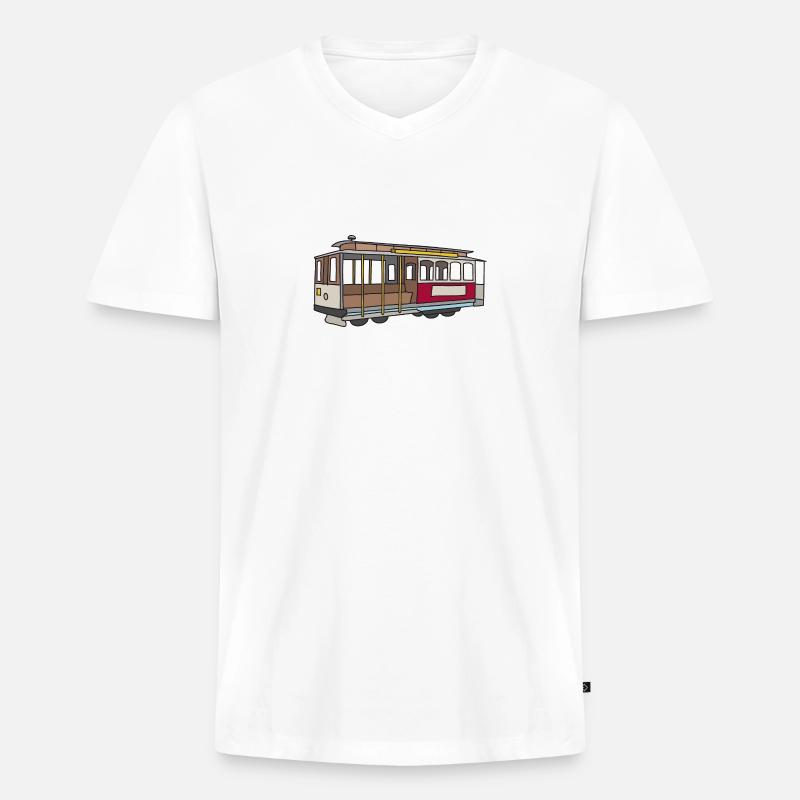 San Francisco Cablecar c - Männer Premium Bio T-Shirt mit V-Ausschnitt - Weiß