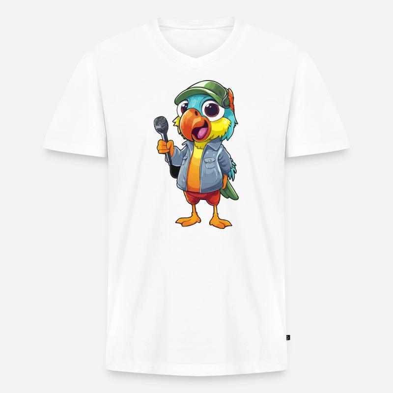 Komiker Squawkster - Männer Premium Bio T-Shirt mit V-Ausschnitt - Weiß