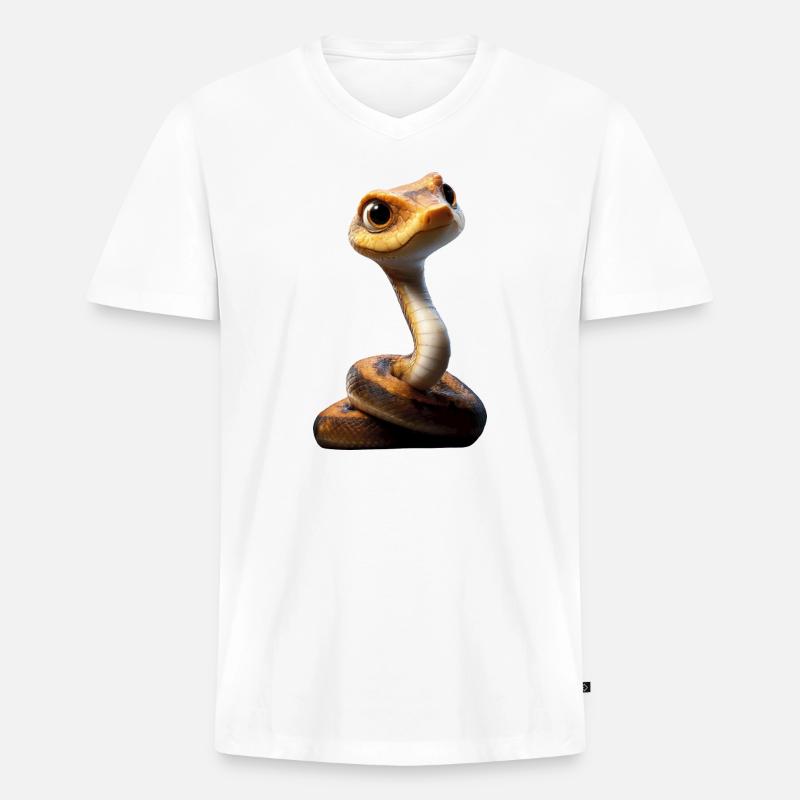 Schlange Python Kobra Klapperschlange Schlangen - Männer Premium Bio T-Shirt mit V-Ausschnitt - Weiß