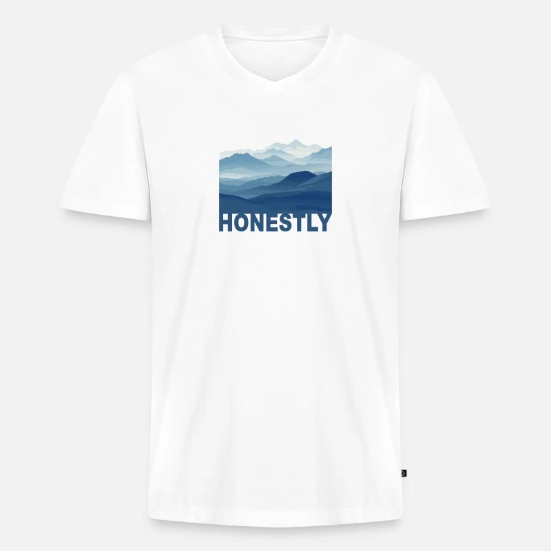Mountain Honestly - Männer Premium Bio T-Shirt mit V-Ausschnitt - Weiß