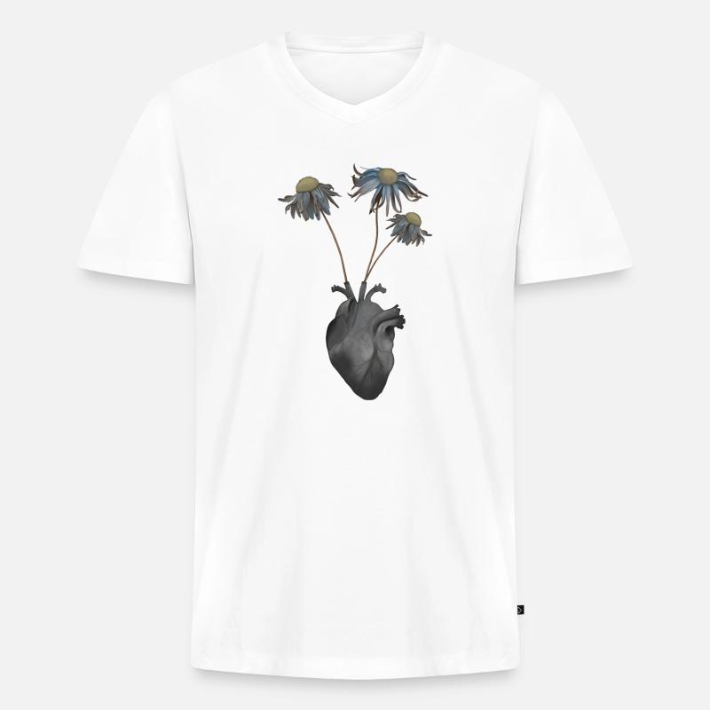 Totes Herz - Männer Premium Bio T-Shirt mit V-Ausschnitt - Weiß