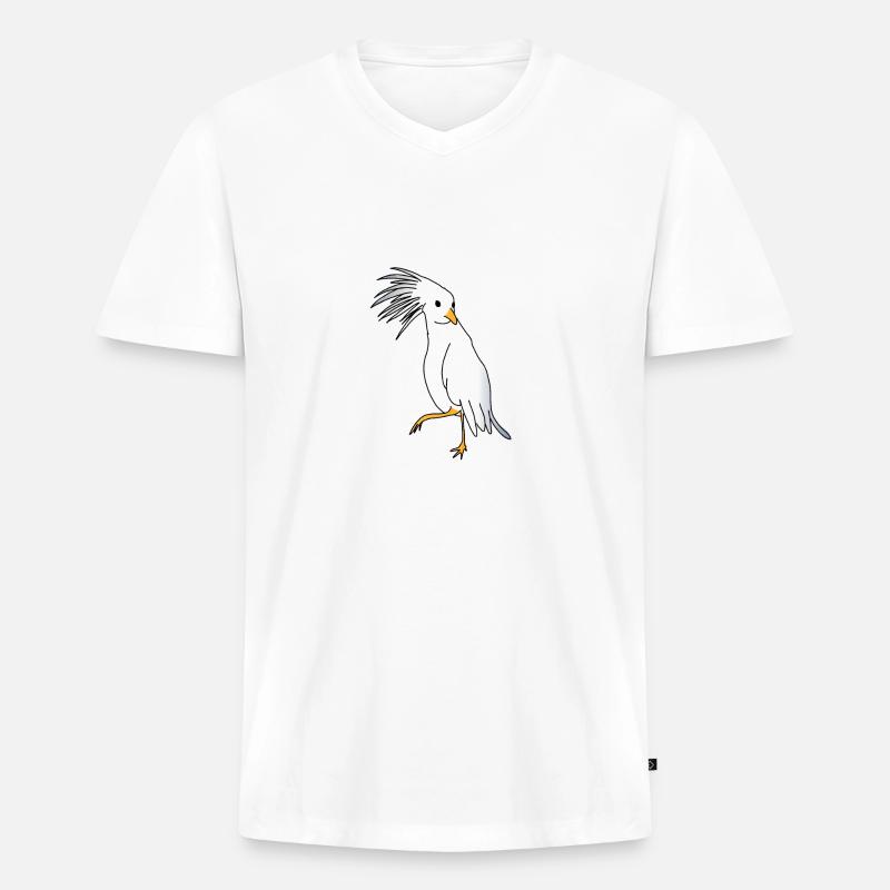 Cagou oder Crested Kagou aus Neukaledonien - Männer Premium Bio T-Shirt mit V-Ausschnitt - Weiß