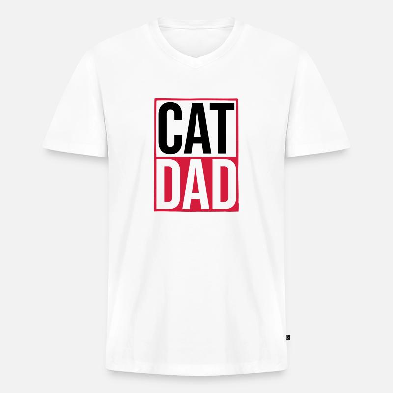 Cat Dad Logo Schild - Männer Premium Bio T-Shirt mit V-Ausschnitt - Weiß