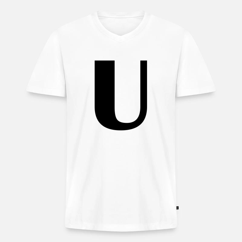 Buchstabe U - Männer Premium Bio T-Shirt mit V-Ausschnitt - Weiß