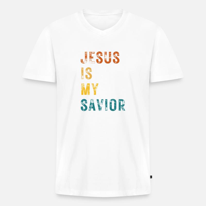 Jesus is my savior - Männer Premium Bio T-Shirt mit V-Ausschnitt - Weiß