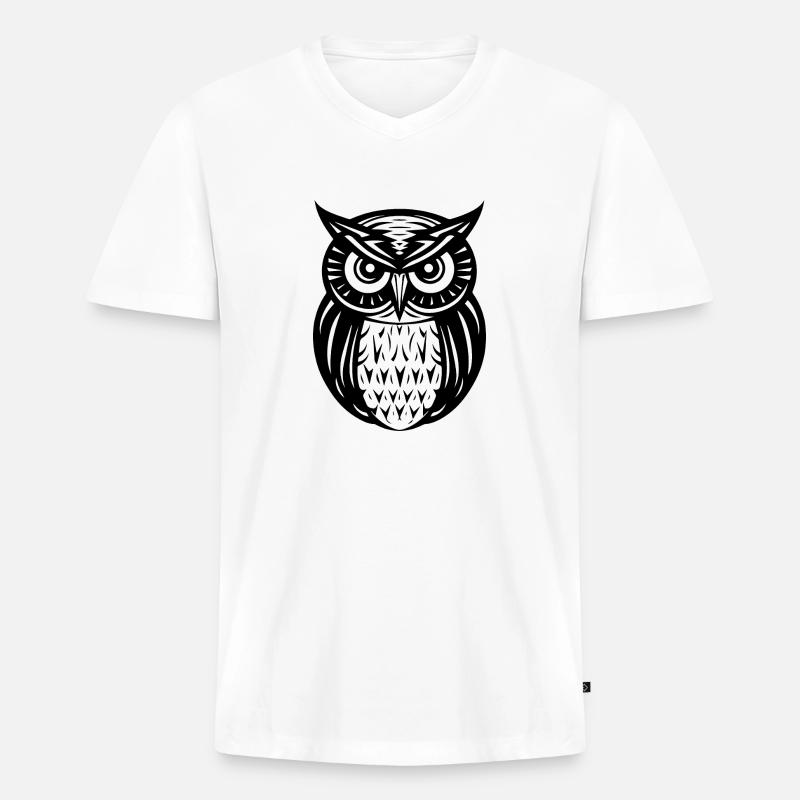 Eule Eulen Vogel Vögel - Männer Premium Bio T-Shirt mit V-Ausschnitt - Weiß