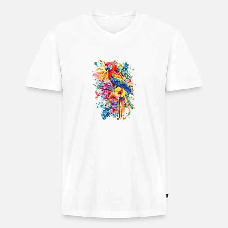 Hawaii Design - Männer Premium Bio T-Shirt mit V-Ausschnitt - Weiß