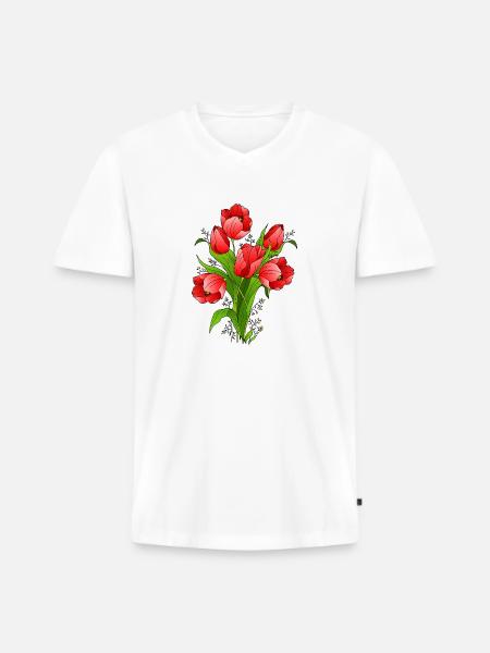 Blumen - Männer Premium Bio T-Shirt mit V-Ausschnitt - Weiß
