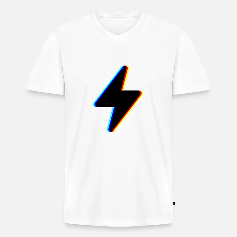 blitz strom symbol logo - Männer Premium Bio T-Shirt mit V-Ausschnitt - Weiß