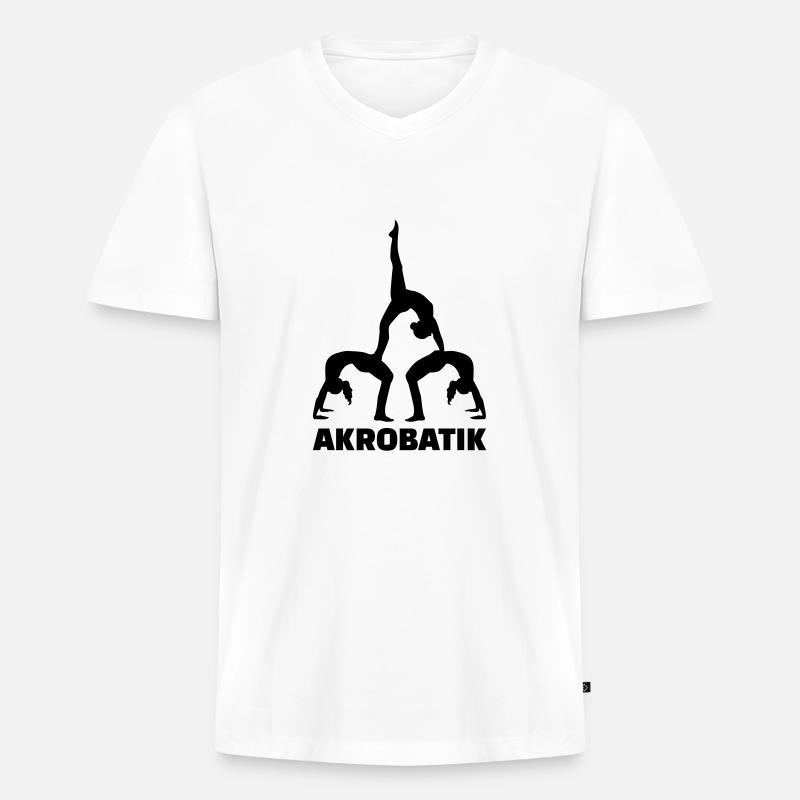 Akrobatik - Männer Premium Bio T-Shirt mit V-Ausschnitt - Weiß