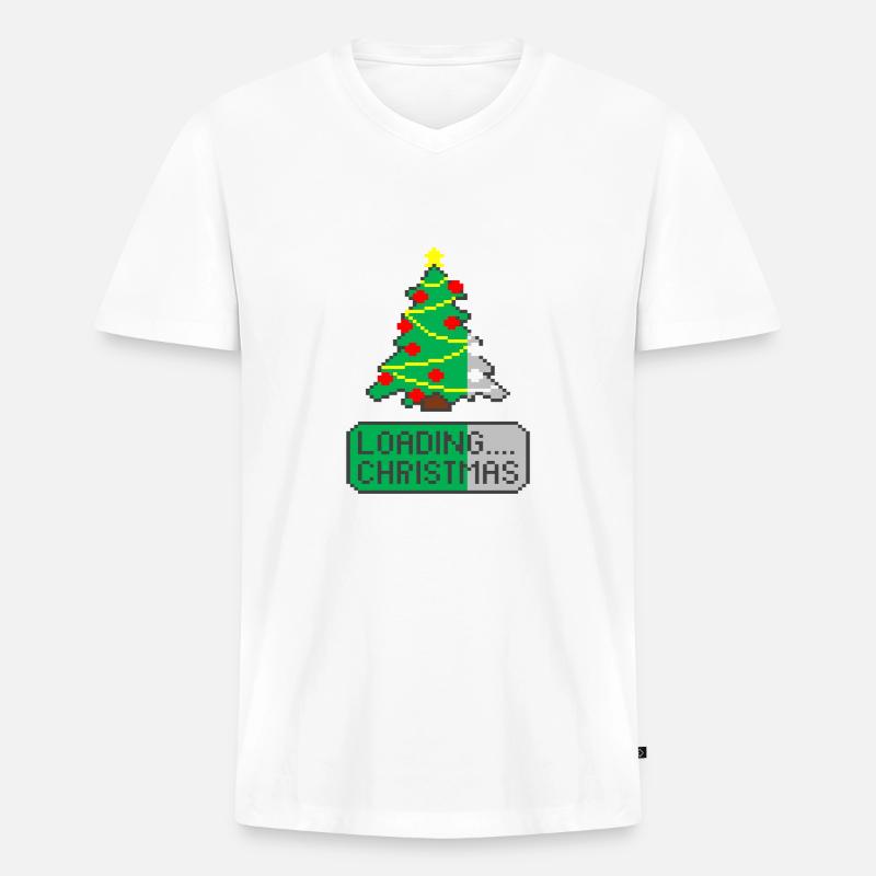 Weihnachtsbaum wird geladen - Männer Premium Bio T-Shirt mit V-Ausschnitt - Weiß