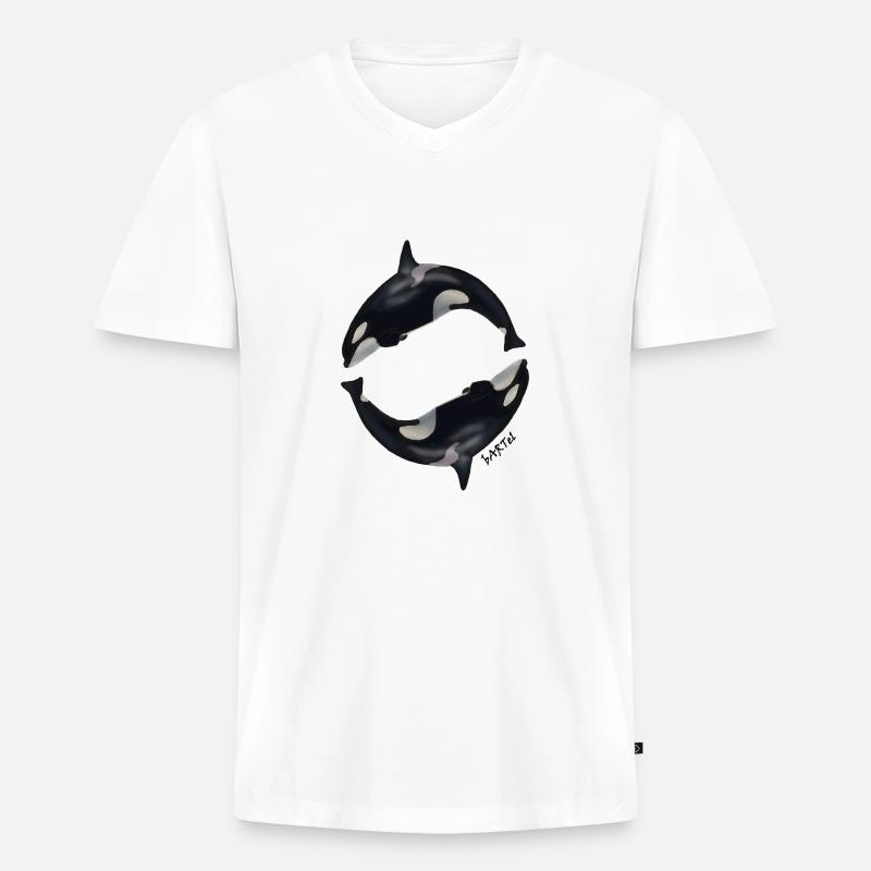 Orca1 - Männer Premium Bio T-Shirt mit V-Ausschnitt - Weiß