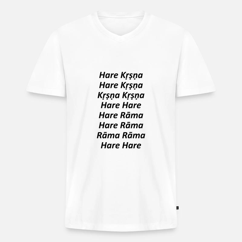 Hare Krishna - Maha Mantra - Männer Premium Bio T-Shirt mit V-Ausschnitt - Weiß