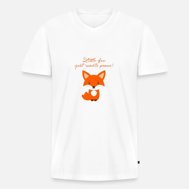 fuchs,friede, kleiner fuchs, illustration - Männer Premium Bio T-Shirt mit V-Ausschnitt - Weiß