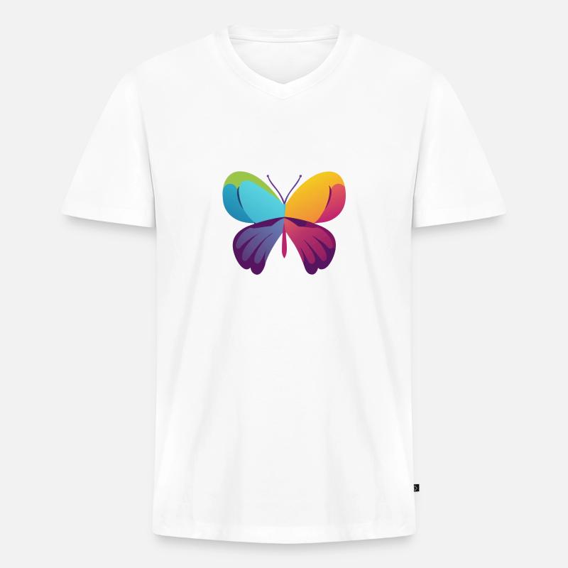 Schmetterling - Männer Premium Bio T-Shirt mit V-Ausschnitt - Weiß